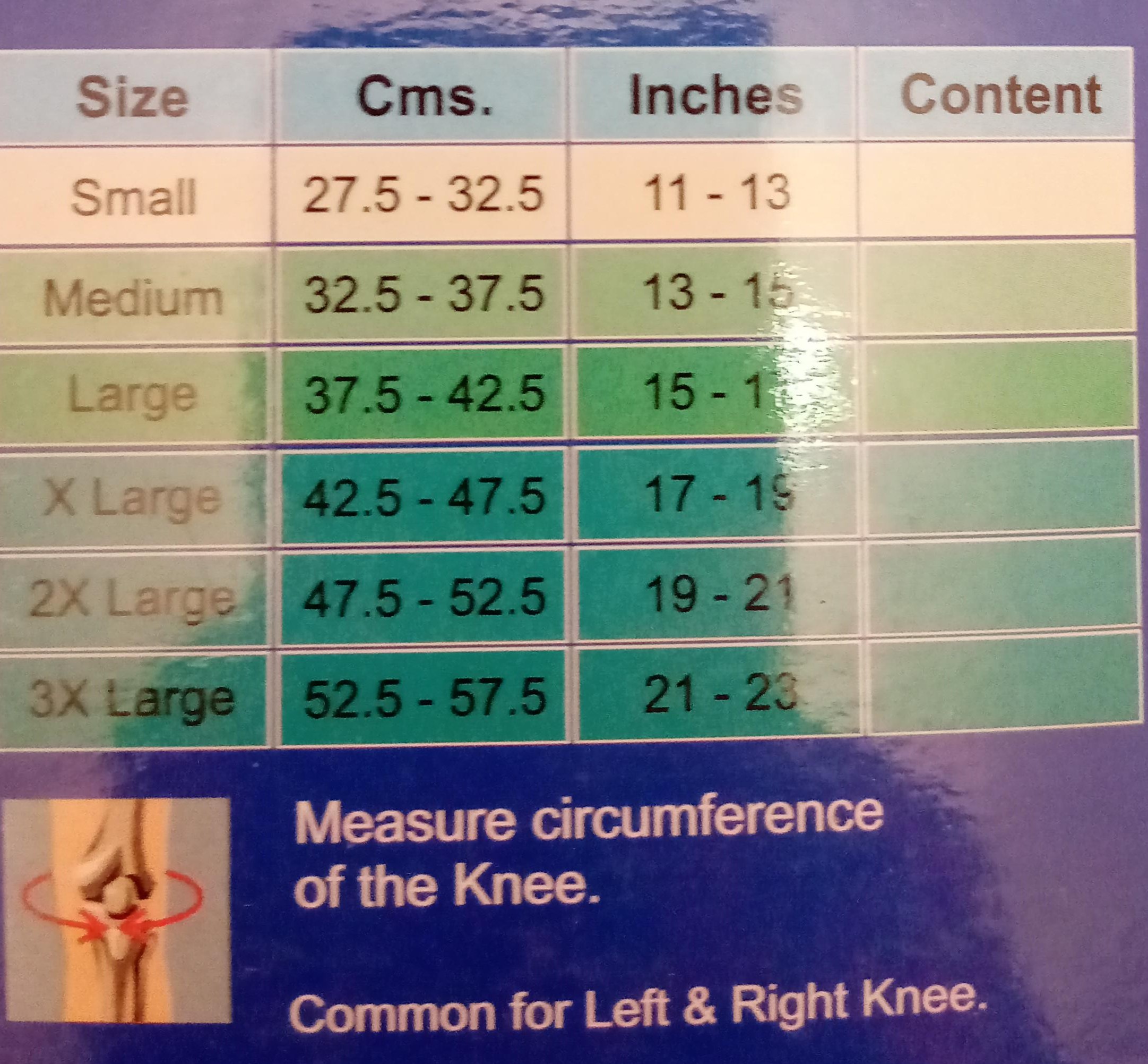 Flamingo Knee Cap Size Chart