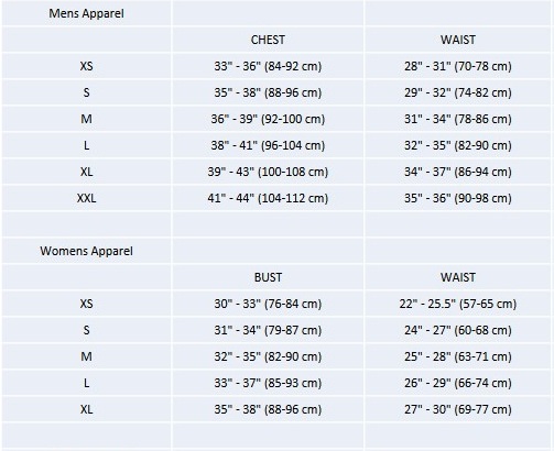 Yonex Size Chart Shirt