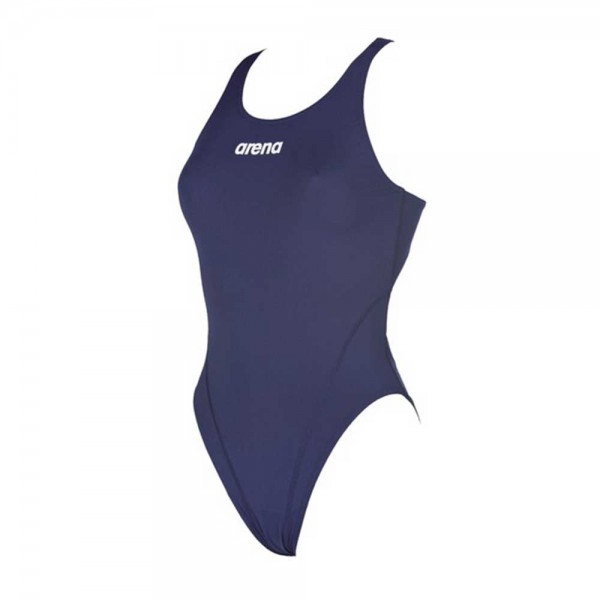 Arena Women's Solid Swim Tech High Swimming Suit-Navy