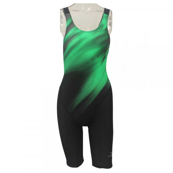 Deko Girl's Luted Swimming Suit - Black & Green