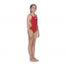 Arena Girl's Solid Lightech Swimming Suit-Red