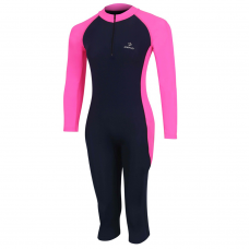 Deko Girl's Full Swimming Suit - Black & Pink