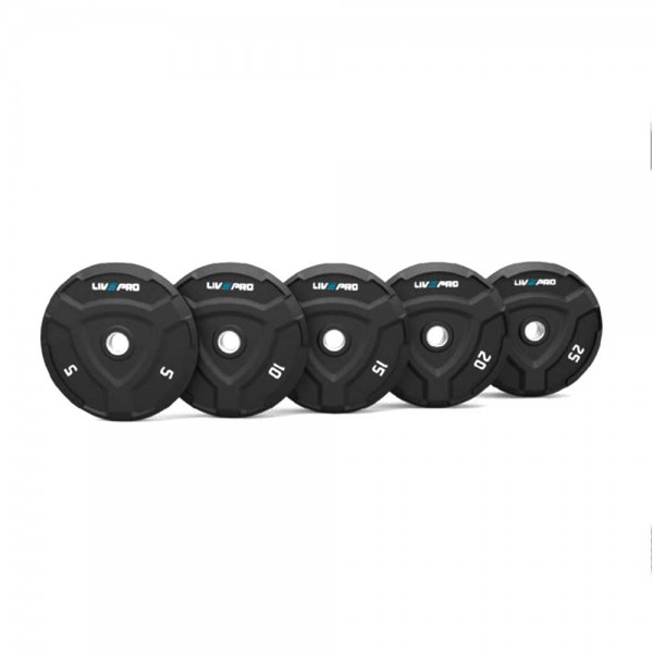 LivePro Rubber Black Bumper Plates - 2 x 15kgs