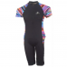 Deko Women Swimming Short Sleeves Suit (one piece) - Black with Mixed Pattern