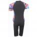 Deko Women Swimming Short Sleeves Suit (one piece) - Black with Mixed Pattern