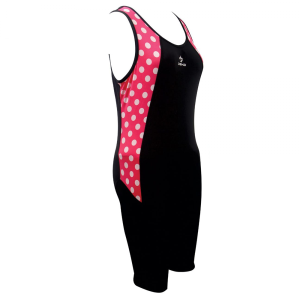 Deko Girls Swimming Sleeveless Suit (one piece) - Black with Red Pattern