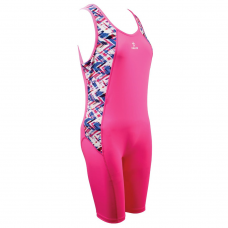 Deko Girls Swimming Sleeveless Suit (one piece) - Pink with Blue Pattern