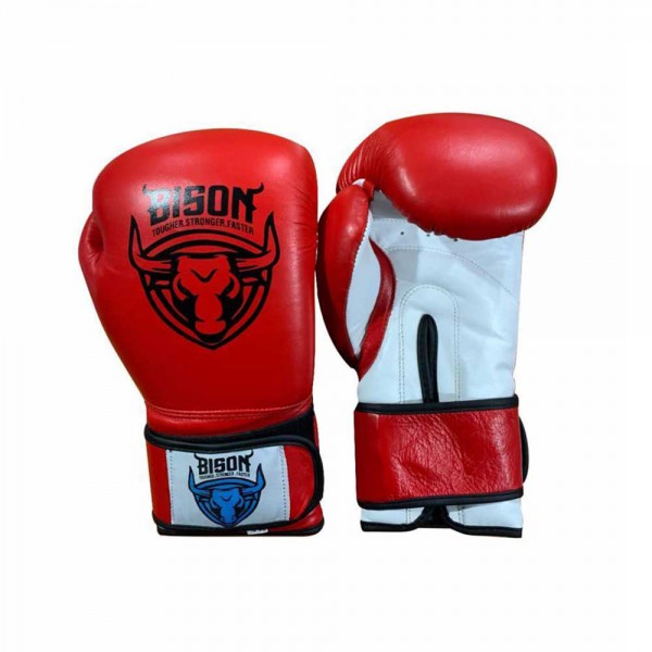 Bison Boxing Gloves - Leather (Red) Bison Boxing Gloves - Leather (Red)