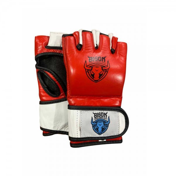 Bison MMA Gloves - A/Leather  (Red)