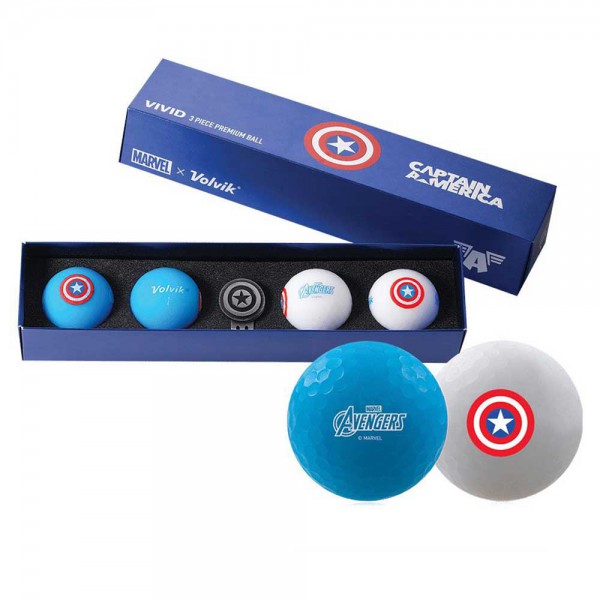 Volvik Marvel Premium Golf Balls (4 balls pack) - Captain America