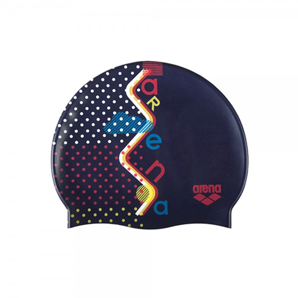 Arena Print Junior Silicon Swimming Cap-Navy Masquerade