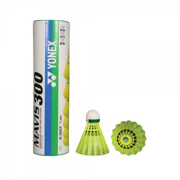 Yonex Mavis 300 Yellow Shuttlecocks - Green Cap (6 Piece Pack)