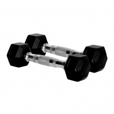 LiveUp Hex Rubber Coated Dumbbells (2 x 20kgs)