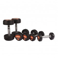 LiveUp Deluxe Round Rubber Coated Dumbbells (2 x 25kgs)