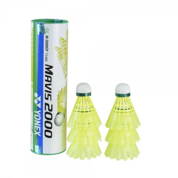 Yonex Mavis 2000 Yellow Shuttlecocks-Green Cap (6 Piece Pack)