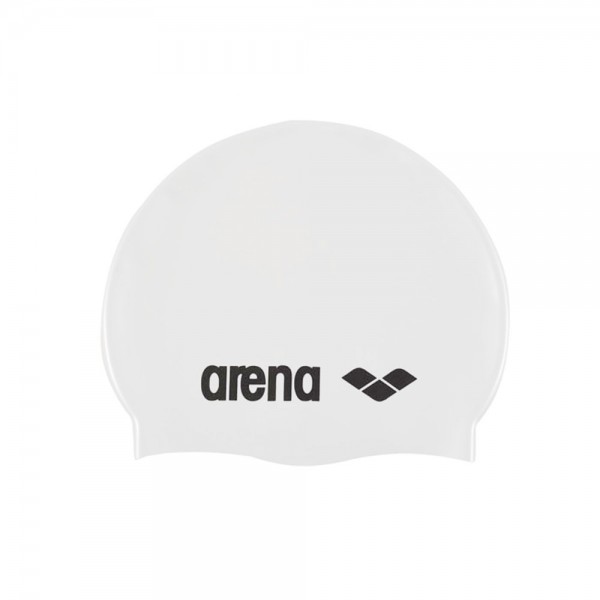 Arena Classic Silicone Swimming Cap-White & Black
