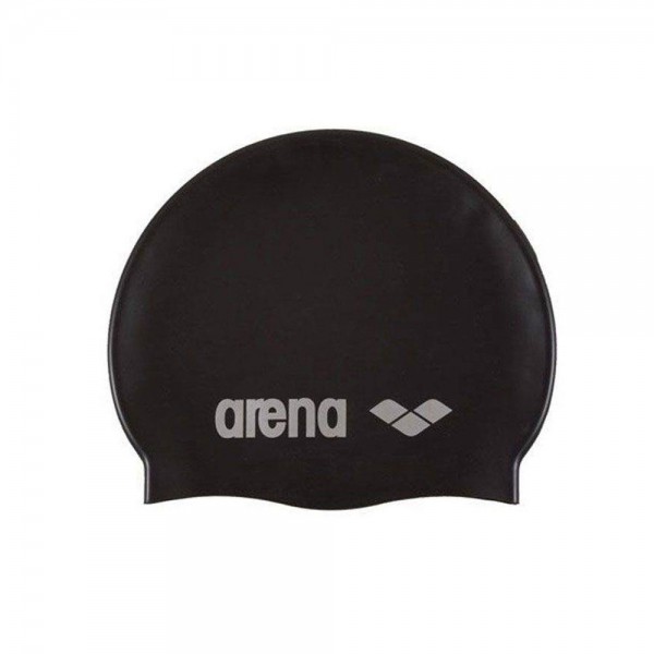 Arena Classic Silicone Swimming Cap-Black & Silver