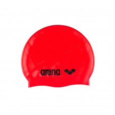 Arena Classic Silicone Swimming Cap-Fluoro Red & Black