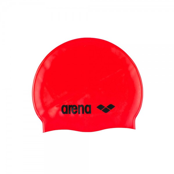 Arena Classic Silicone Swimming Cap-Fluoro Red & Black