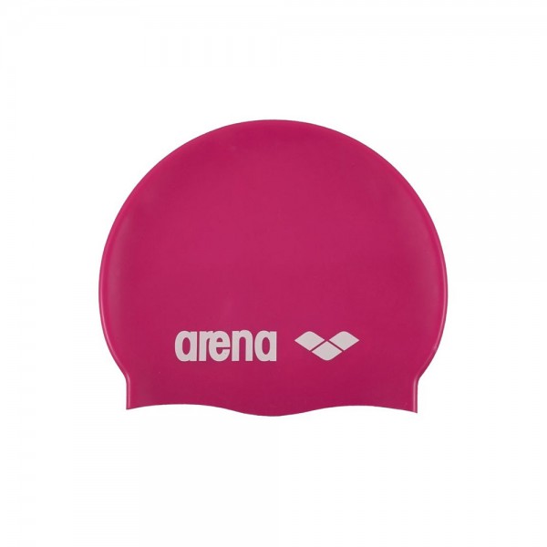 Arena Classic Silicone Swimming Cap-Fuchsia & White