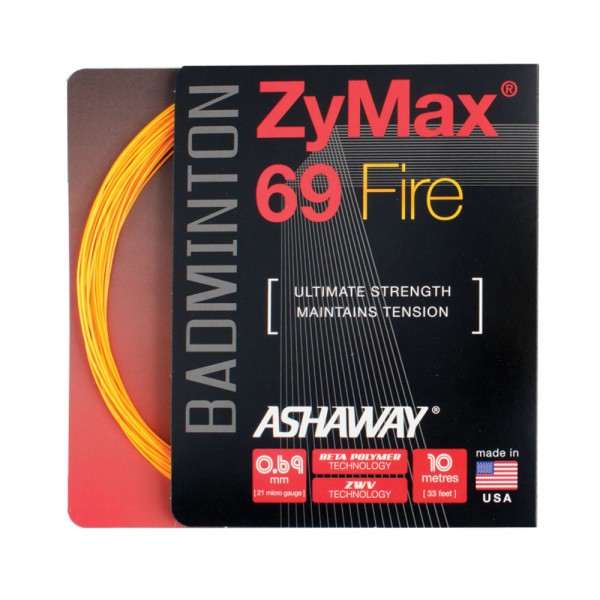Ashaway ZyMax 69 Fire Badminton Racket String - 10m