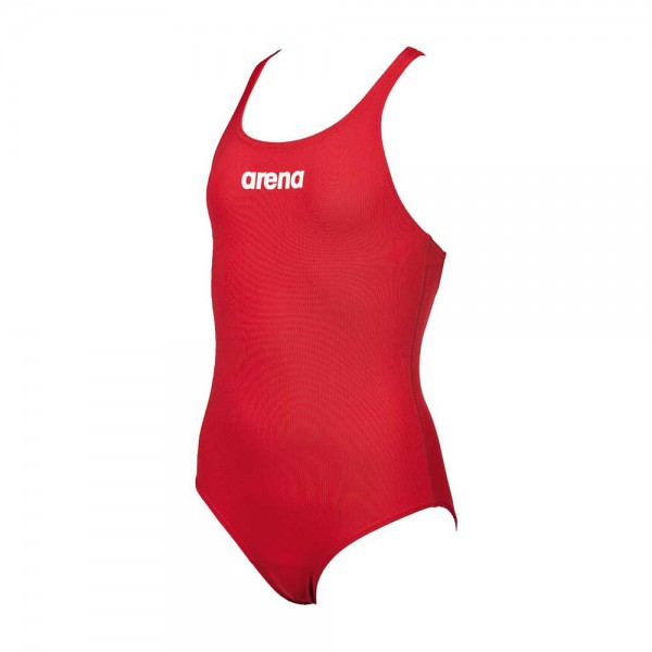 Arena Girls Solid Swim Pro JR Swimming Suit-Red