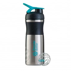 BlenderBottle SportsMixer Stainless Black & Teal (28 oz)