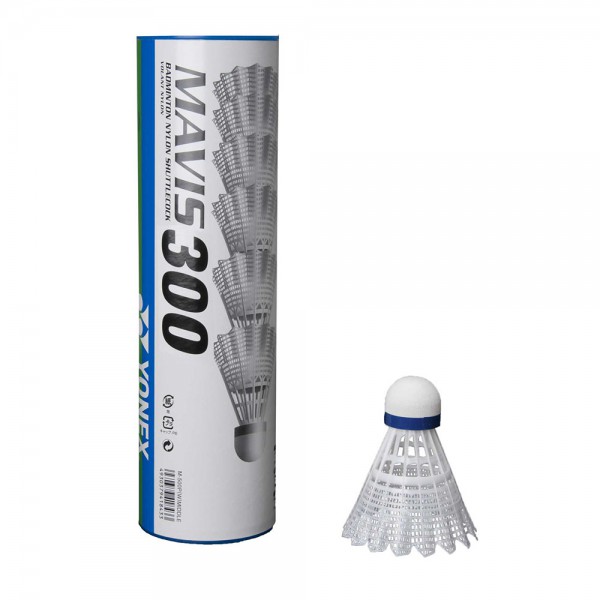 Yonex Mavis 300 White Shuttlecocks – Blue Cap (6 Piece Pack)