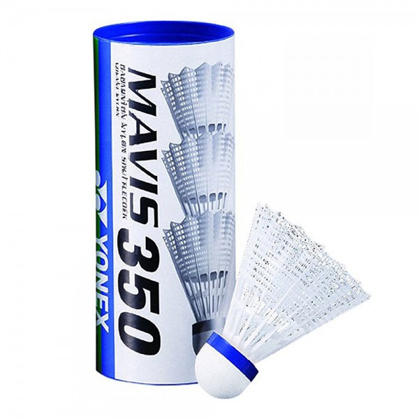 Yonex Mavis 350 White Shuttlecocks - Blue Cap (3 Piece Pack)